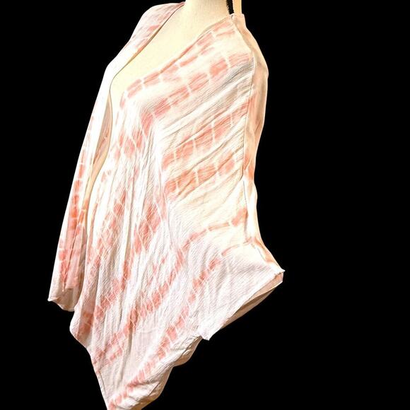 NWT Pink Lily Women’s Kimono Coral Sunset Tie Dye Size M Oversized Boho Coverup - Picture 3 of 8